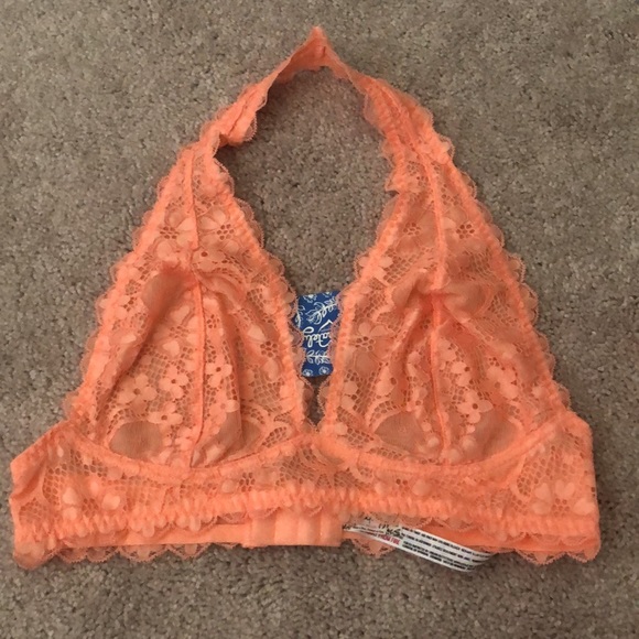 NWT Free People Galloon Lace Halter Bralette Orange - Picture 9 of 9